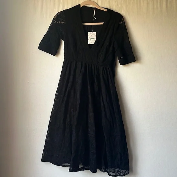 Free People | Dresses | Free People Black Lace Maxi Dress | Poshmark